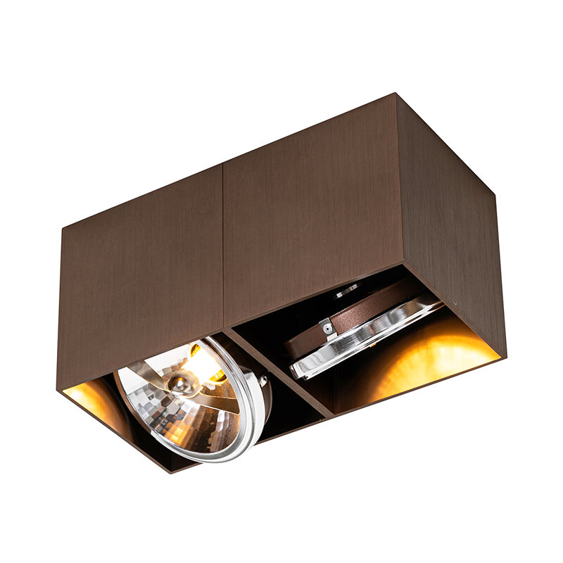 Qazqa - box - Spot plafond, plafonnier - 2 lumière - l 24 cm - Bronze - Design - éclairage intérieur - Salon i Chambre i Cuisine i Salle à manger