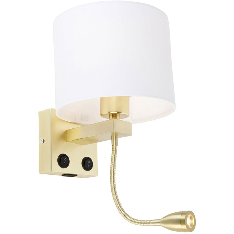 Brescia combi - Applique murale avec lampe de lecture - 1 lumière - l 18 cm - Doré/Laiton - Moderne - éclairage intérieur - Salon i Chambre i Cuisine