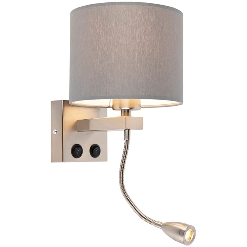 Brescia combi - Applique murale avec bras flexible - 1 lumière - h 42 cm - Gris - Moderne - éclairage intérieur - Salon i Chambre i Cuisine i Salle à