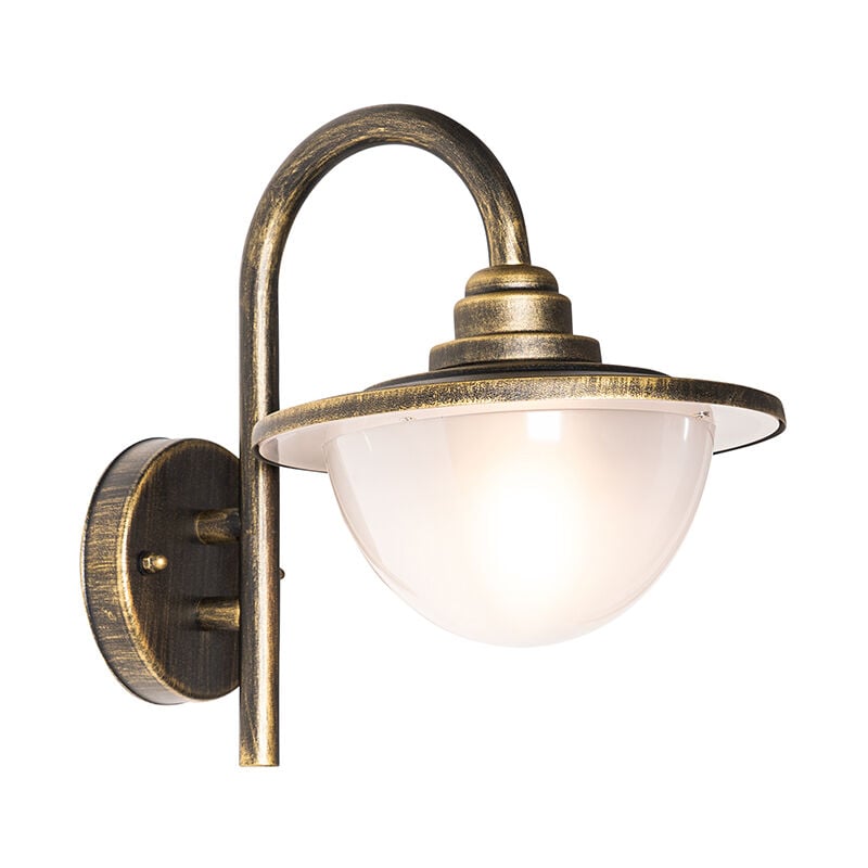 Bruges - Lanterne murale - 1 lumière - l 23 cm - Doré/Laiton - Classique/Antique - éclairage extérieur - Qazqa