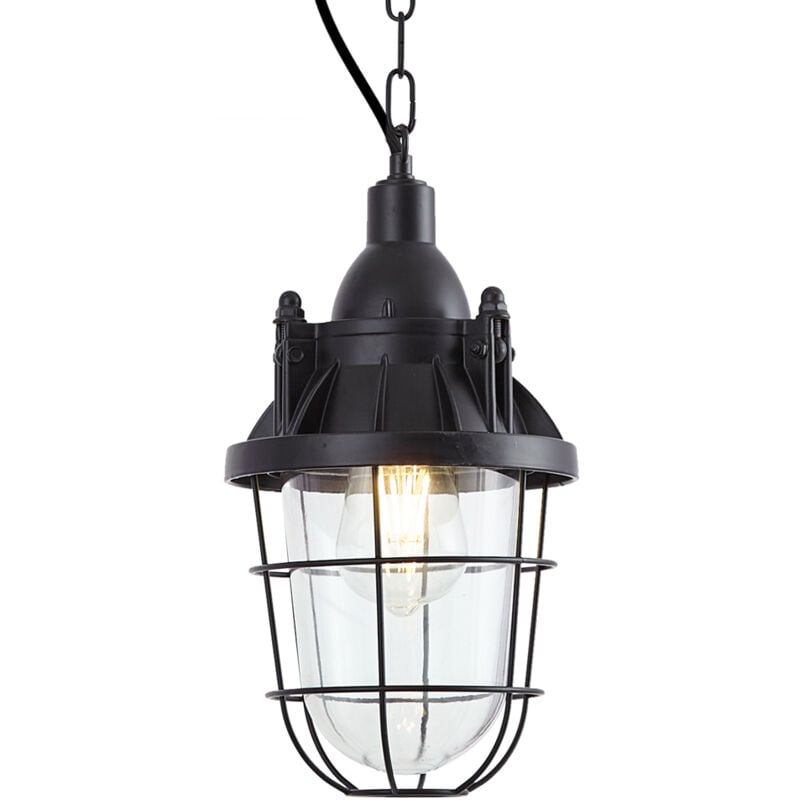 Qazqa - cabin - Suspension - 1 lumière - ø 170 mm - Noir - Rustique - éclairage intérieur - Salon