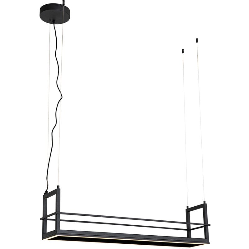Qazqa - cage - led Dimmable Suspension multiples variateur inclus - 1 lumière - l 102 cm - Noir - Rustique - éclairage intérieur - Salon