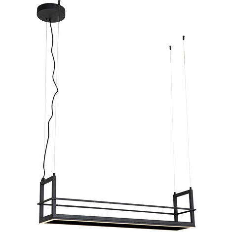 QAZQA cage - LED Dimmable Suspension multiples variateur inclus - 1 lumière - L 102 cm - Noir - Rustique - éclairage intérieur - Salon