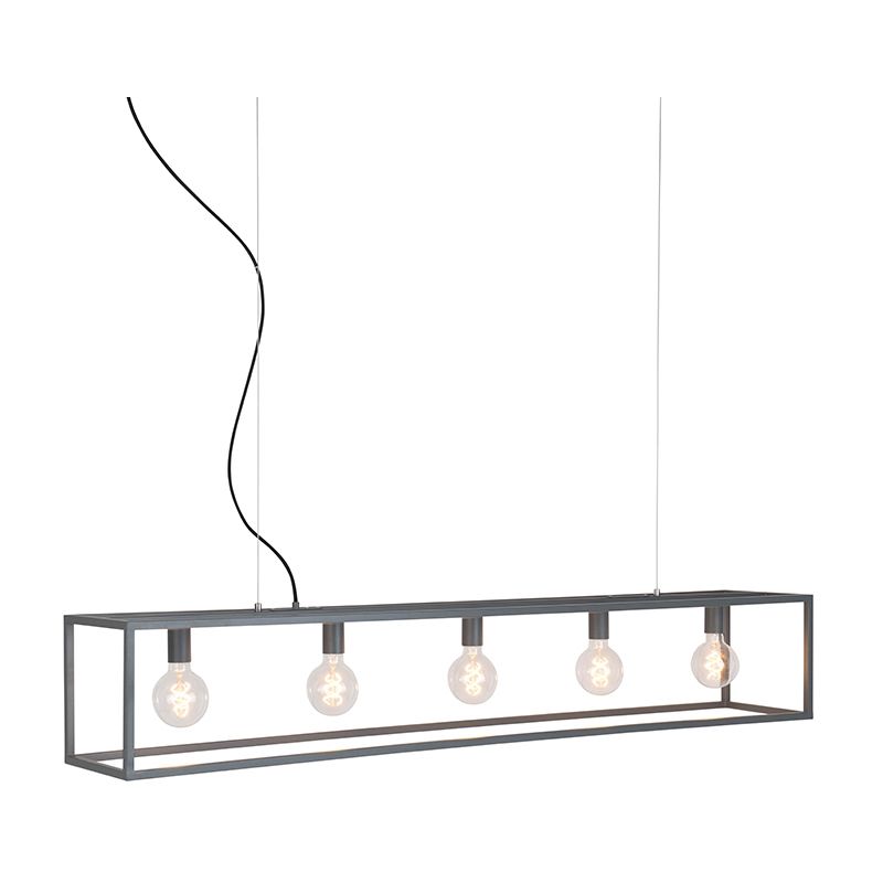 Qazqa - cage - Grande suspension Moderne - 5 lumière - L 1500 mm - Anthracite - Moderne - Éclairage intérieur - Salon I Chambre I Cuisine I Salle à