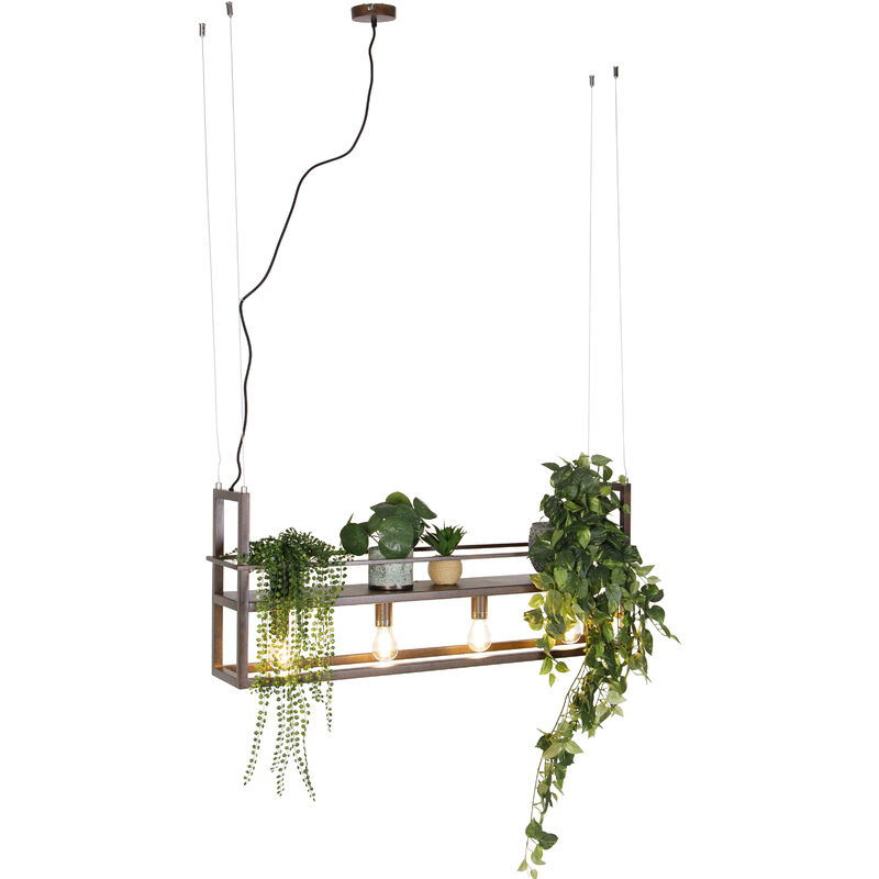 qazqa cage_rack - suspension industriel 4 lumiere l 100 cm brun rouille rustique eclairage interieur salon | chambre cuisine salle a