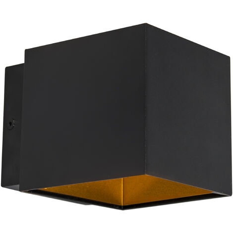 QAZQA caja wl - LED Applique murale Moderne - 1 lumière - L 97 mm - Noir - Design,Industriel,Moderne - Éclairage intérieur - Salon I Chambre I Cuisine I Salle à manger - Noir