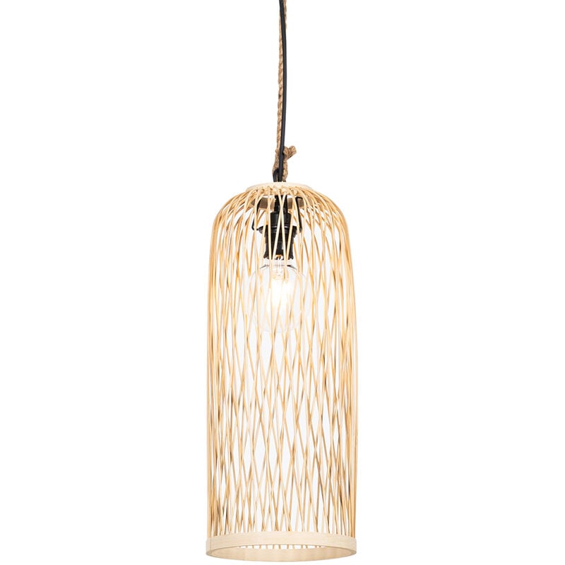 Calamus - Suspension - 1 lumière - ø 25 cm - Naturel - Rustique - éclairage extérieur - Qazqa