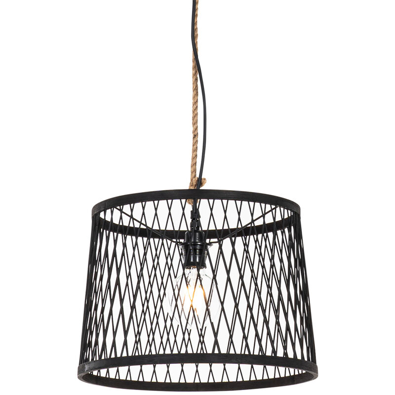 Calamus - Suspension - 1 lumière - ø 40 cm - Noir - Rustique - éclairage extérieur - Qazqa