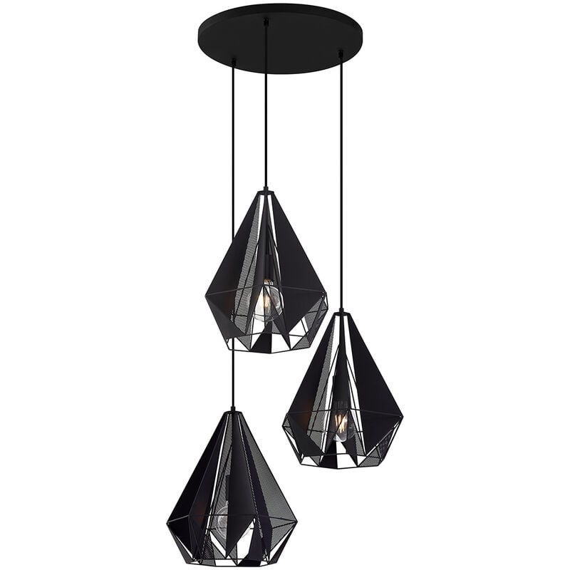 Carcass - Suspension - 3 lumière - ø 45 cm - Noir - Rustique - éclairage intérieur - Salon i Chambre i Cuisine i Salle à manger - Qazqa
