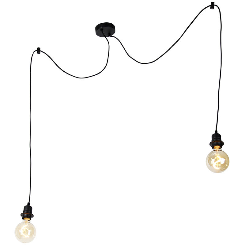 Qazqa - cava luxe - Suspension - 2 lumière - h 1500 mm - Noir - Moderne - éclairage intérieur - Salon i Chambre i Cuisine i Salle à manger