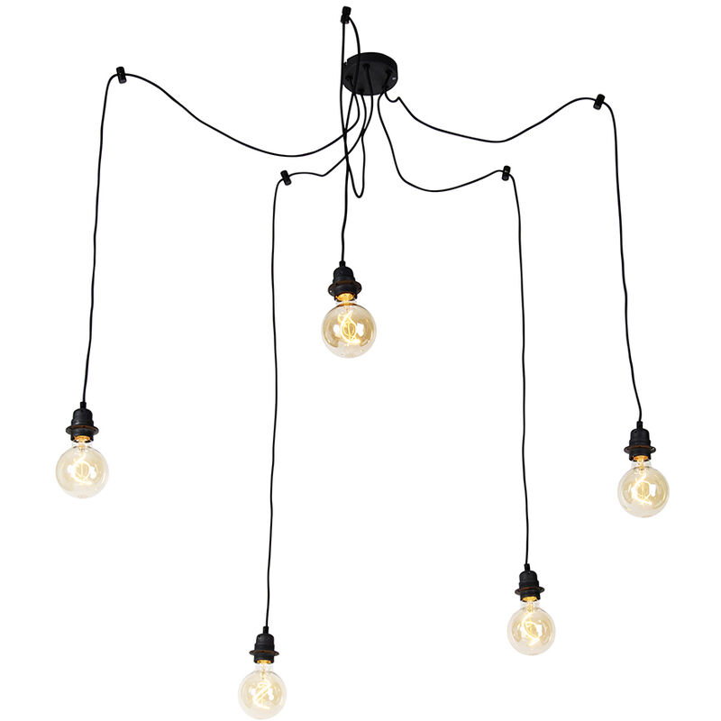 Qazqa - cava luxe - Suspension - 5 lumière - ø 950 mm - Noir - Moderne - éclairage intérieur - Salon i Chambre i Cuisine i Salle à manger