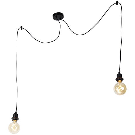 QAZQA 2 lumière - H 1500 mm - Noir - Moderne - éclairage intérieur - Salon I Chambre I Cuisine I Salle à manger