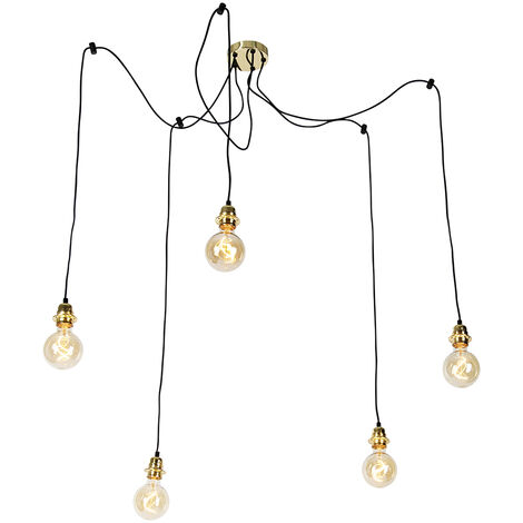 QAZQA cava luxe - Suspension Moderne - 5 lumière - Ø 950 mm - Doré/Laiton - Moderne - Éclairage intérieur - Salon I Chambre - Doré/Laiton