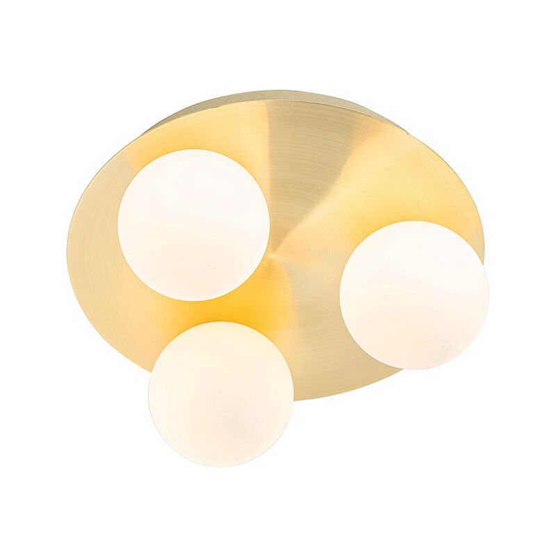 Cederic - Plafonnier - 3 lumière - ø 23 cm - Doré/Laiton - Moderne - éclairage extérieur - Salle de bains - Qazqa