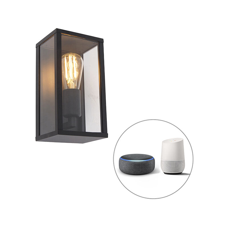 Charlois - led Applique murale - 1 lumière - l 14 cm - Noir - Rustique - éclairage extérieur - Qazqa