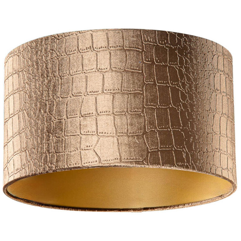 Cilinder velours - Abatjour - ø 35 cm - Marron - Classique/Antique - - Qazqa