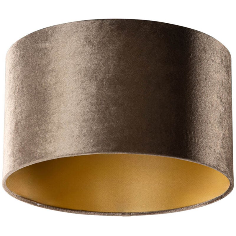 Cilinder velours - Abatjour - ø 35 cm - Marron - Classique/Antique - - Qazqa