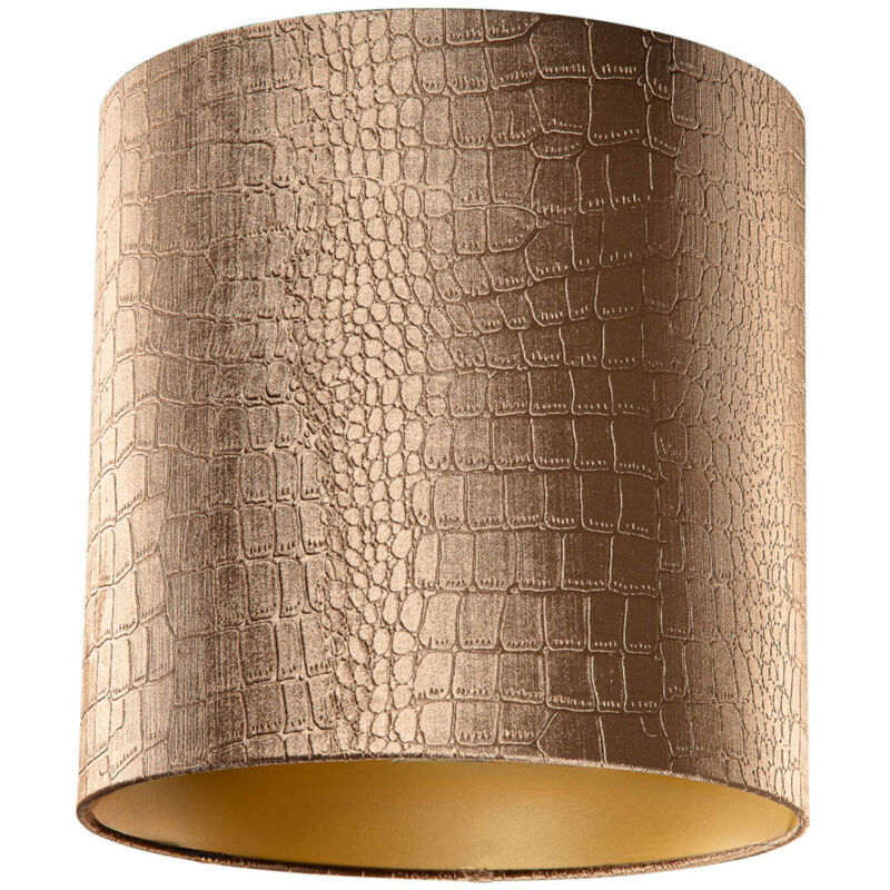 Cilinder velours - Abatjour - ø 40 cm - Marron - Classique/Antique - - Qazqa