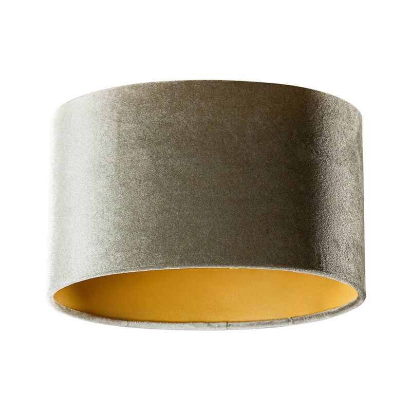 Cilinder velours - Abatjour - l 25 cm - Vert - - Qazqa