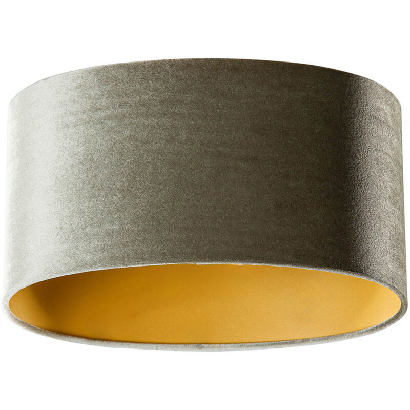 Cilinder velours - Abatjour - l 35 cm - Vert - - Qazqa