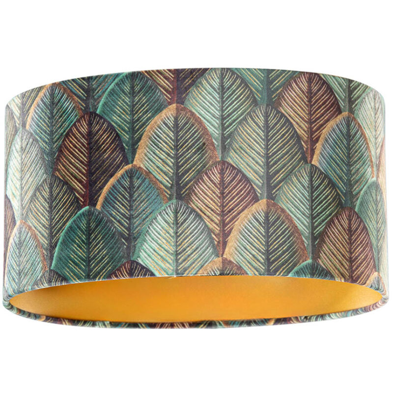 Cilinder velours - Abatjour - l 35 cm - Vert - Classique/Antique - - Qazqa