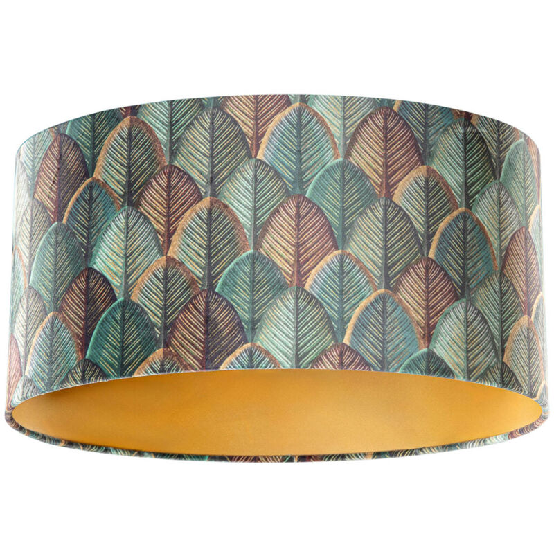 Cilinder velours - Abatjour - l 50 cm - Vert - Classique/Antique - - Qazqa