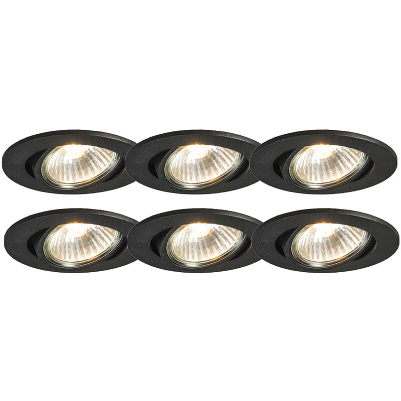 Qazqa - cisco - Spot encastrable - 6 pièces - ø 8.9 cm - Noir - Moderne, Design - éclairage intérieur - Salon i Chambre i Cuisine i Salle à manger