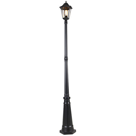 QAZQA Clásico/Antiguo Farol de exterior clásico negro 200 cm IP44 - Havana Vidrio /Aluminio Alargada Adecuado para LED Max. 1 x 60 Watt