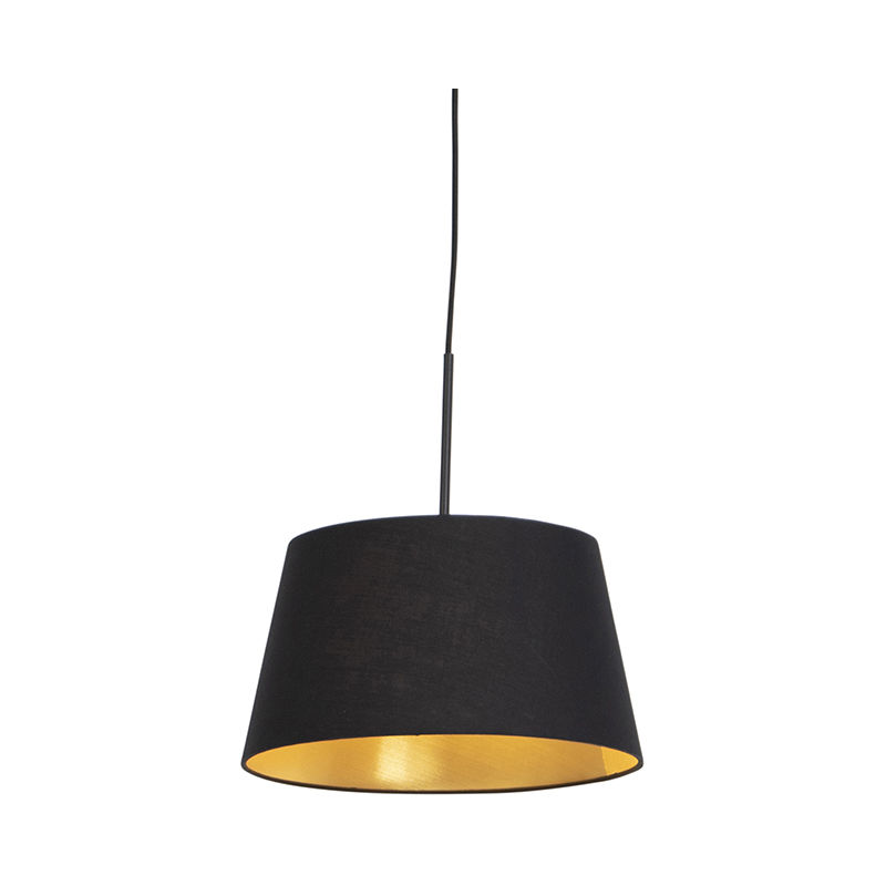 

Clásico/Antiguo Lámpara colgante pantalla algodón negro oro 32cm - COMBI Acero /Algodón Cilíndra /Alargada /Redonda Adecuado para LED Max. 1 x 60