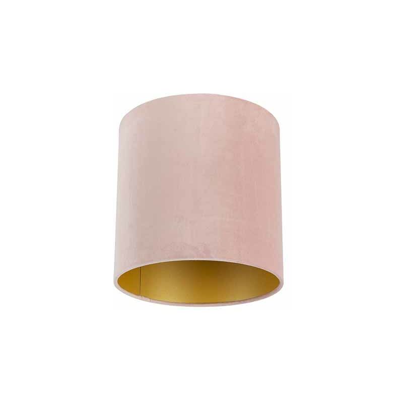 Image of Classico Cotone Paralume in velluto rosa 25/25/25 con interno dorato , Paralume per lampade a sospensione,Paralume per lampade a terra - Rosa - Qazqa
