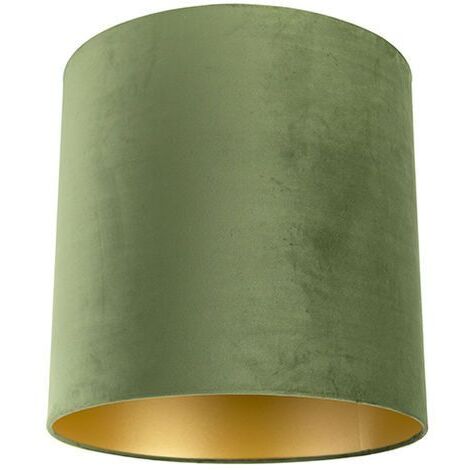 QAZQA Classico Cotone Paralume in velluto verde 40/40/40 con interno dorato , Cilindro