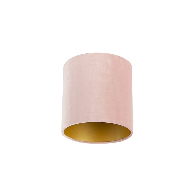 Image of Classico Cotone Paralume velluto rosa 20/20/20 interno dorato , Paralume per lampade a sospensione,Paralume per lampade a terra - Rosa - Qazqa