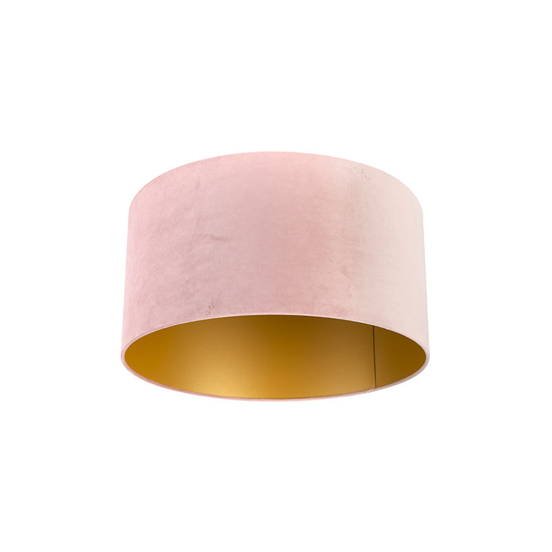 Image of Classico Cotone Paralume velluto rosa 50/50/25 interno dorato , Paralume per lampade a sospensione,Paralume per lampade a terra - Rosa - Qazqa