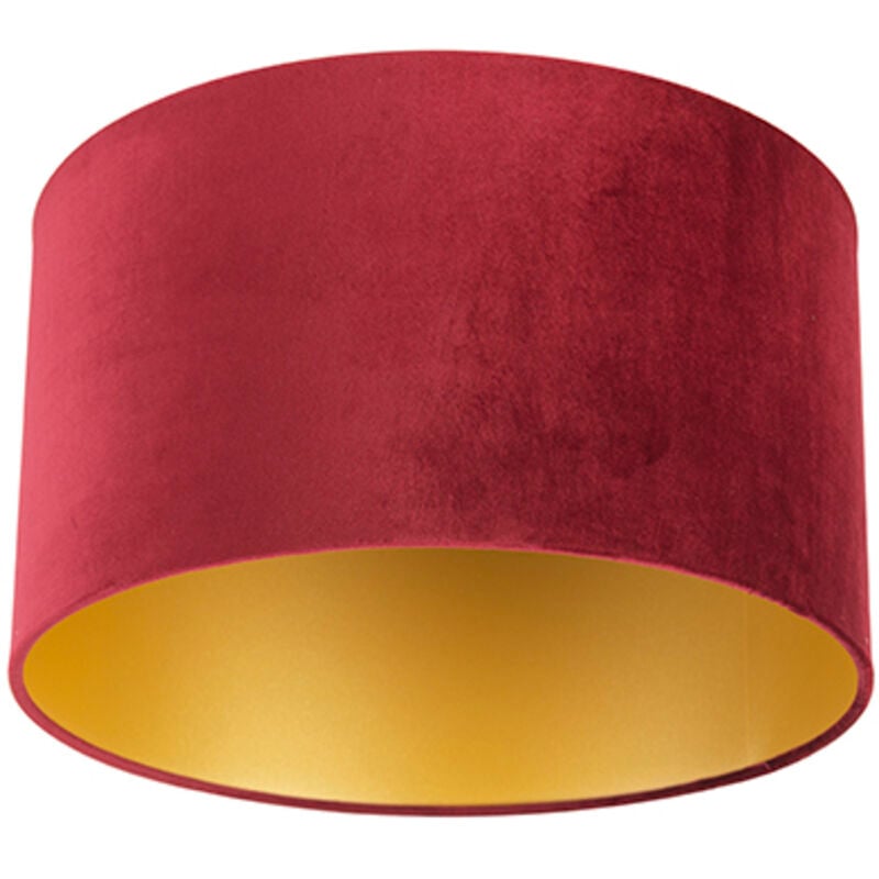 Cilinder velours - Abatjour - ø 350 mm - Rouge - - Qazqa