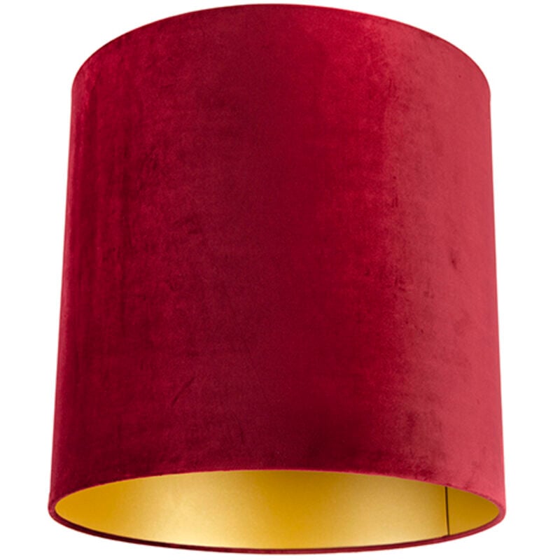 Cilinder velours - Abatjour - ø 400 mm - Rouge - - Qazqa