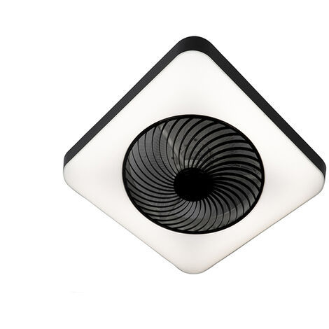 QAZQA climo - LED Dimmable Ventilateur de plafond Design variateur inclus - 1 lumière - L 55 cm - Noir - Design - Éclairage intérieur - Éclairage intérieur,Chambre,Chambre d'enfants - Noir