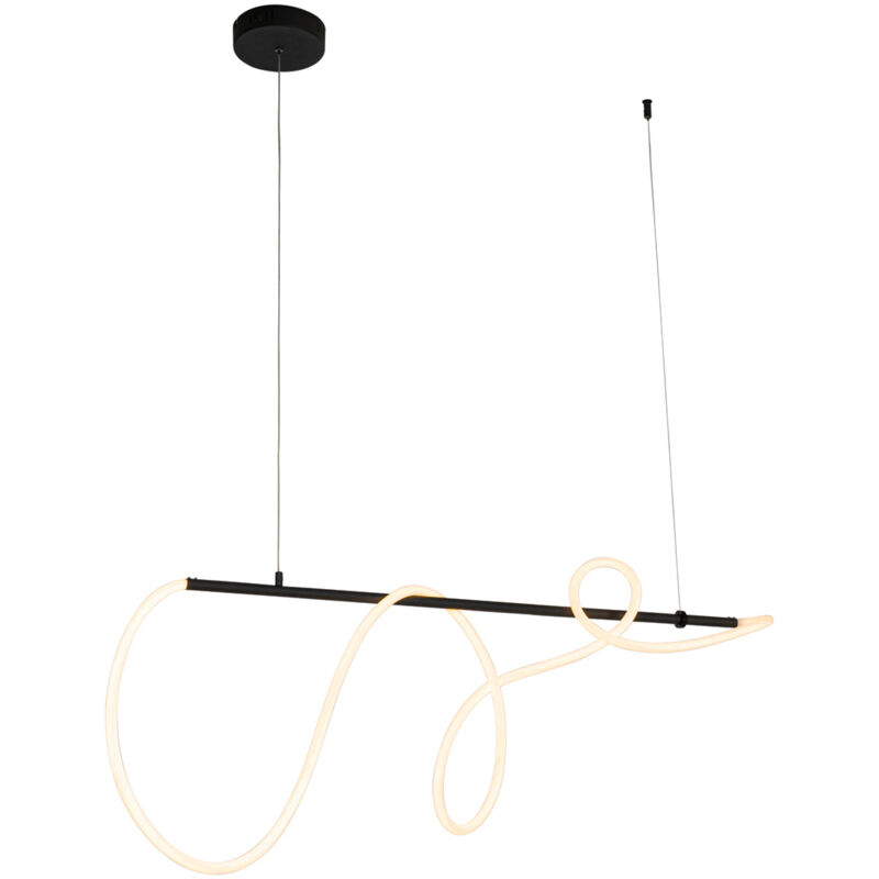 Qazqa - danisha - led Dimmable Suspension variateur inclus - 1 lumière - l 140 cm - Noir - Design - éclairage intérieur - Salon i Chambre i Cuisine i