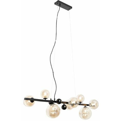 QAZQA david - Suspension multiples - 8 lumière - L 98 cm - Noir - Art Deco - éclairage intérieur - Salon I Chambre I Cuisine I Salle à manger