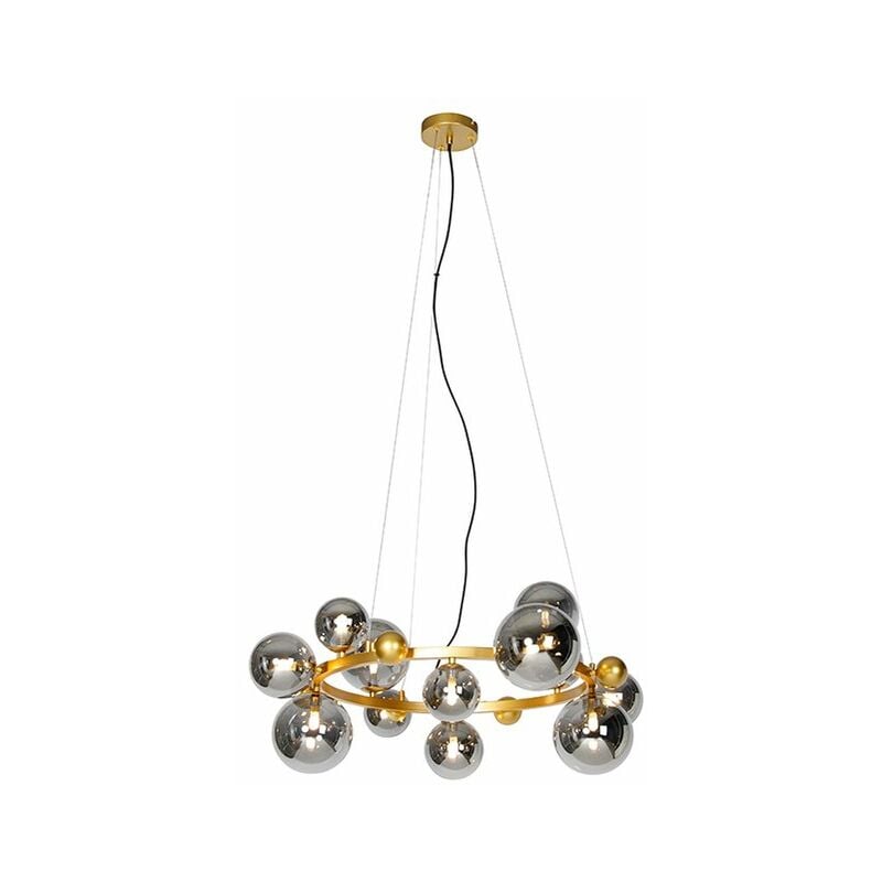 David - Suspension multiples - 12 lumière - ø 86 cm - Doré/Laiton - Art Deco - éclairage intérieur - Salon i Chambre i Cuisine i Salle à manger