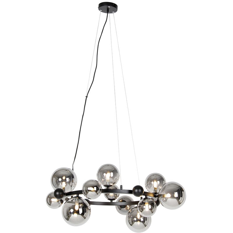 David - Suspension multiples - 12 lumière - ø 86 cm - Gris - Art Deco - éclairage intérieur - Salon i Chambre i Cuisine i Salle à manger - Qazqa