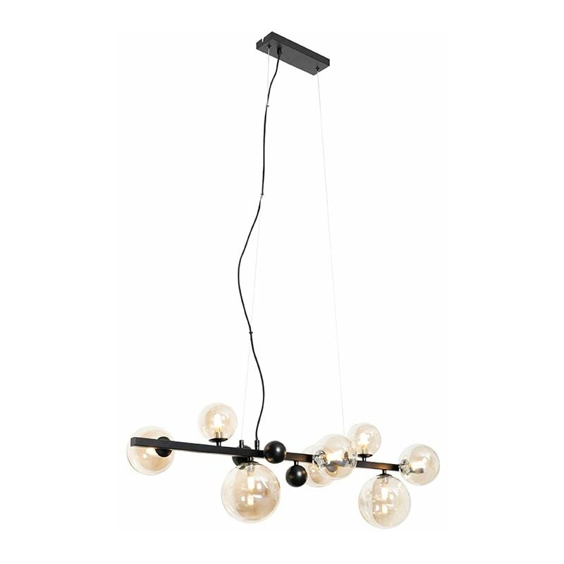 QAZQA david - Suspension multiples - 8 lumière - L 98 cm - Noir - Art Deco - éclairage intérieur - Salon I Chambre I Cuisine I Salle à manger