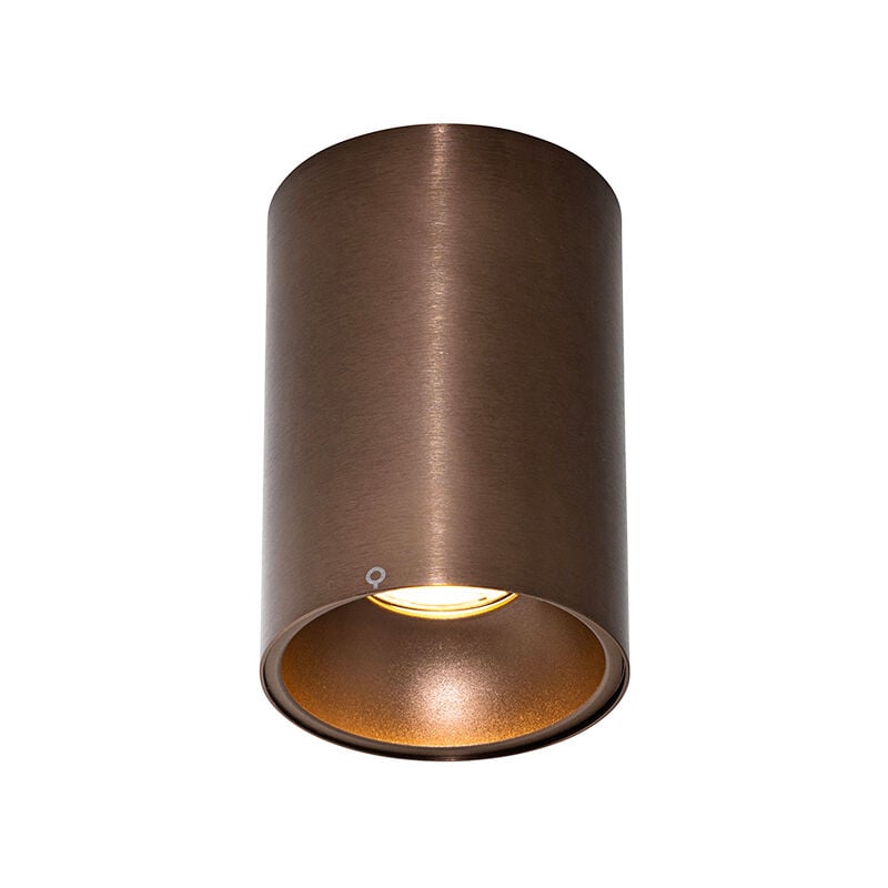 Qazqa - deep - Spot plafond, plafonnier - 1 lumière - ø 9.65 cm - Bronze - Design - éclairage intérieur - Salon i Chambre i Cuisine i Salle à manger