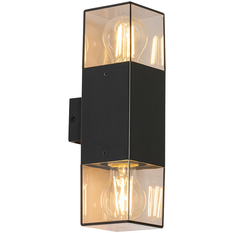 Denmark - Applique murale - 2 lumière - l 8.5 cm - Noir - Moderne - éclairage extérieur - Qazqa