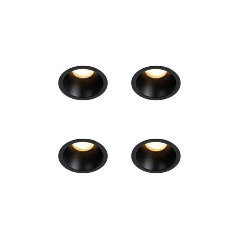 Dept Spot encastrable - lot de 4 - 7.8x7.8x6.5cm - à intensité réglable - IP44 - Rond - Noir - Qazqa