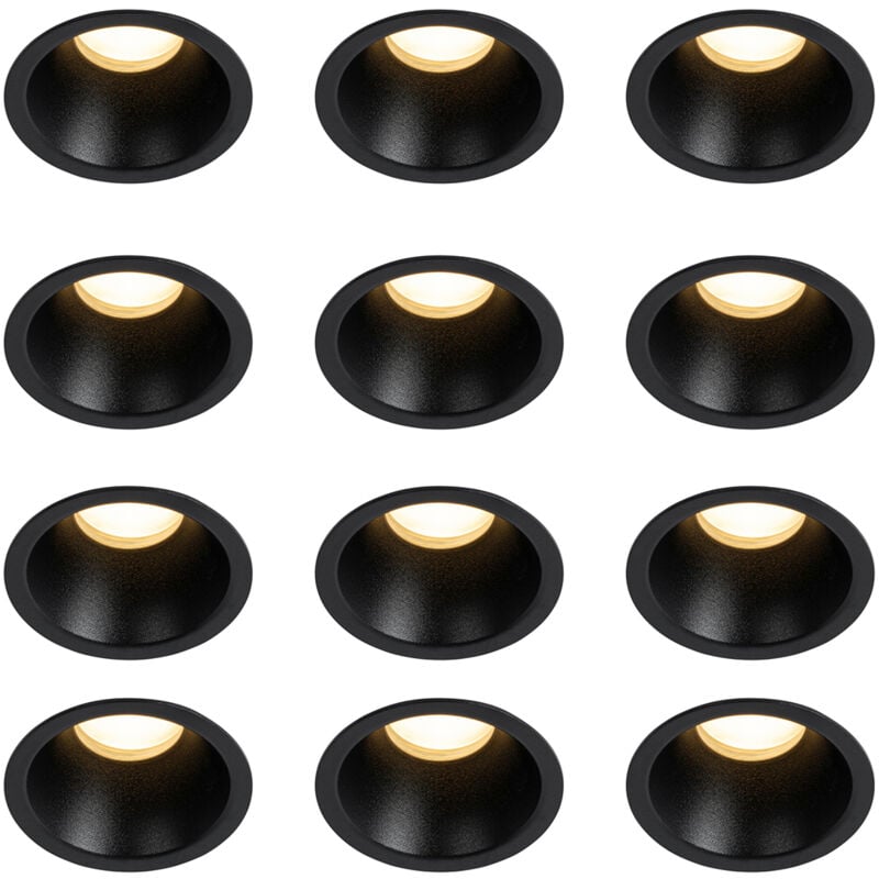 Qazqa - dept - Spot encastrable - 12 pièces - ø 6.5 cm - Noir - Moderne - éclairage intérieur - Salon i Chambre i Cuisine i Salle à manger