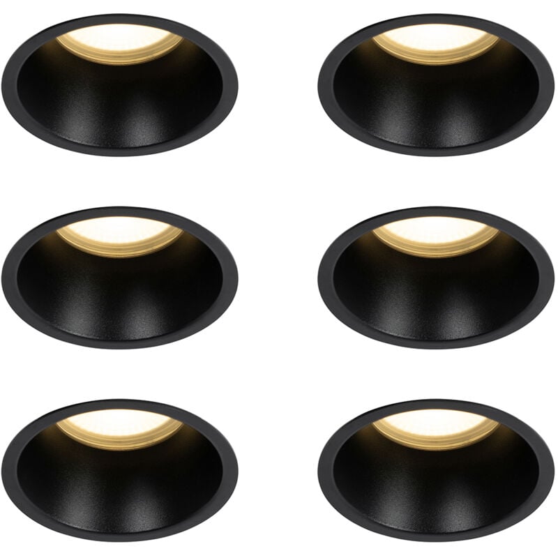 Qazqa - dept - Spot encastrable - 6 pièces - ø 10.5 cm - Noir - Moderne - éclairage intérieur - Salon i Chambre i Cuisine i Salle à manger