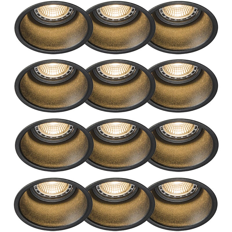 Qazqa - dept - Spot encastrable - 12 pièces - ø 8.9 cm - Noir - Design, Moderne - éclairage intérieur - Salon i Chambre i Cuisine i Salle à manger