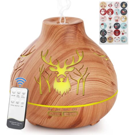 QAZQA Diffuseur d'Huiles Essentielles 550ml, Diffuseur d'huiles d'aromathérapie pour humidificateur à ultrasons, minuteurs/lumière colorée/télécommande/arrêt Automatique sans Eau