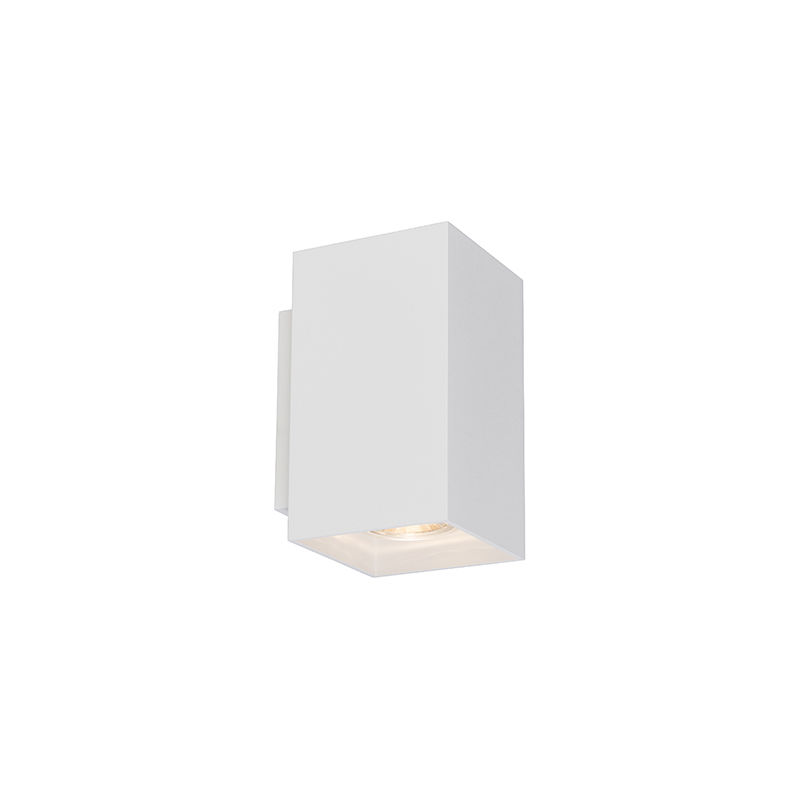 

QAZQA + Diseño Aplique moderno cuadrado blanco- SANDY Acero Rectangular Adecuado para LED Max. 2 x 50 Watt