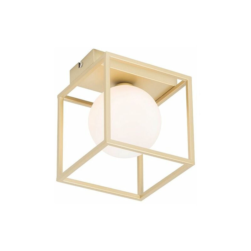 

Diseño Lámpara de techo diseño dorado blanco - ANIEK Acero /Vidrio Cuadrada Adecuado para LED Max. 1 x 40 Watt - Qazqa